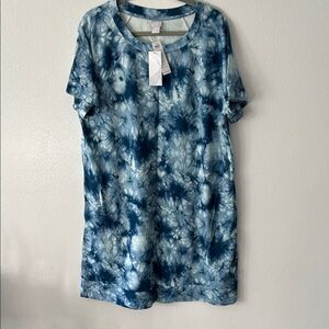 Blue Tie-Dye Midi Dress